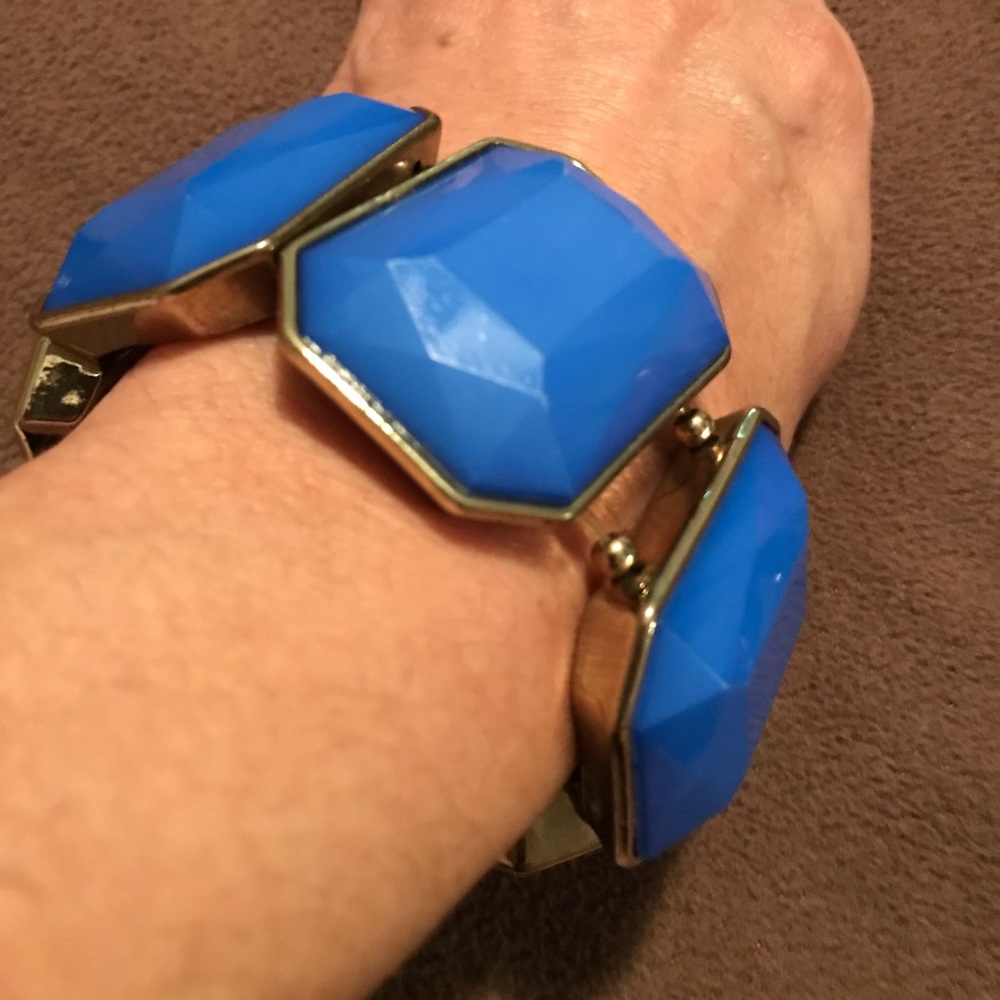 Blue & Gold Trim Stretch Bracelet